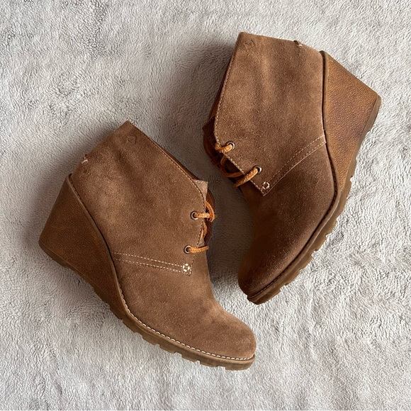 Sperry Top-Sider Stella Prow Lace-Up Wedge Chukka Ankle Boot Suede Leather Taupe - Picture 1 of 17